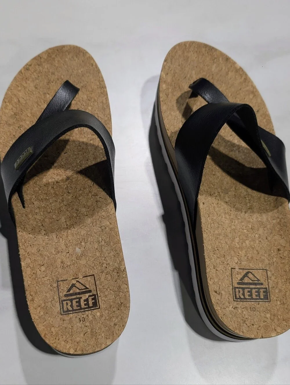 Reef Black Cork-Style Platform Thong Sandals - Women